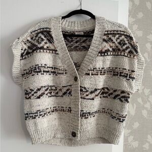 Anthropology• Pilcro Cream and Brown Patterned Cardigan